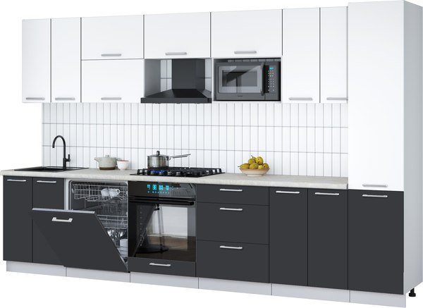 Кухонный гарнитур Интерлиния Мила Gloss 3.4-ПМ2 - фото