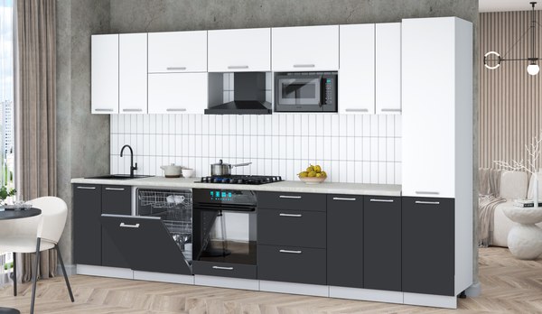 Кухонный гарнитур Интерлиния Мила Gloss 3.4-ПМ2