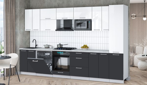 Кухонный гарнитур Интерлиния Мила Gloss 3.4-ПМ2