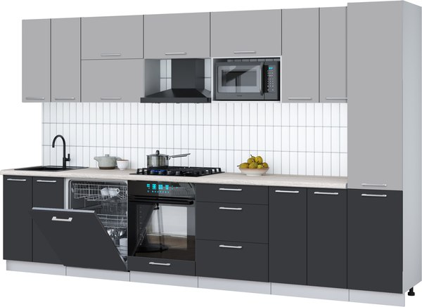 Кухонный гарнитур Интерлиния Мила Gloss 3.4-ПМ2 - фото