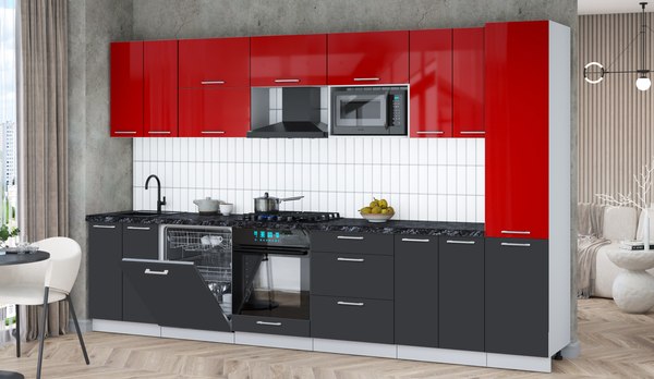 Кухонный гарнитур Интерлиния Мила Gloss 3.4-ПМ2