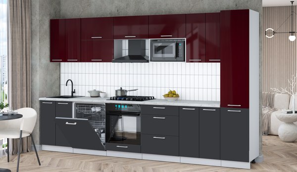 Кухонный гарнитур Интерлиния Мила Gloss 3.4-ПМ2