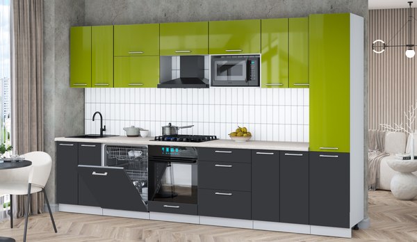 Кухонный гарнитур Интерлиния Мила Gloss 3.4-ПМ2