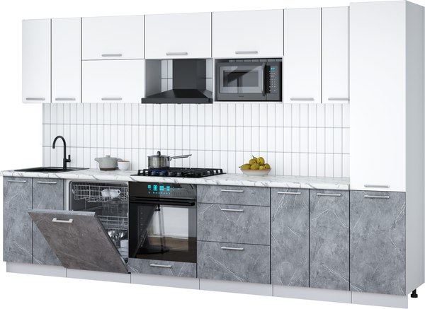 Кухонный гарнитур Интерлиния Мила Gloss 3.4-ПМ2 - фото