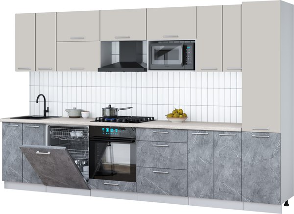 Кухонный гарнитур Интерлиния Мила Gloss 3.4-ПМ2 - фото
