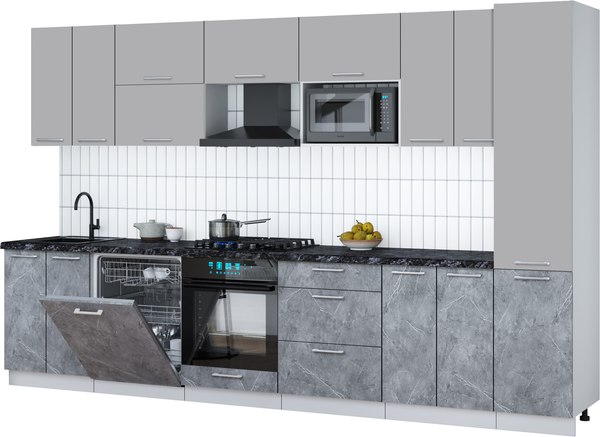 Кухонный гарнитур Интерлиния Мила Gloss 3.4-ПМ2 - фото