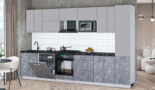 Кухонный гарнитур Интерлиния Мила Gloss 3.4-ПМ2