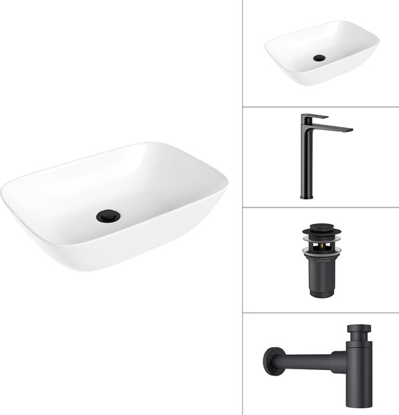 Умывальник со смесителем Lauter 21454 + Reef 21CK8678BS + сифон 21635B + дон.клапан 21190B - фото