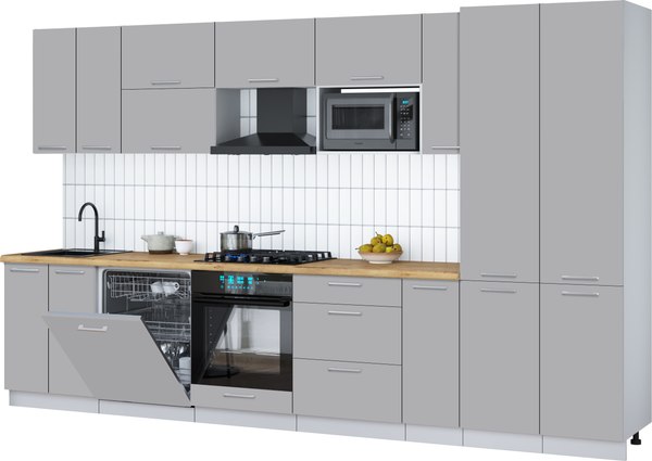 Кухонный гарнитур Интерлиния Мила Gloss 3.5-ПМ2 - фото