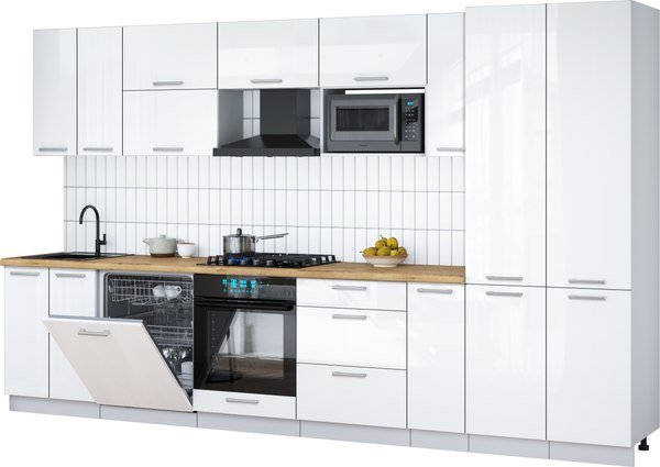 Кухонный гарнитур Интерлиния Мила Gloss 3.5-ПМ2 - фото