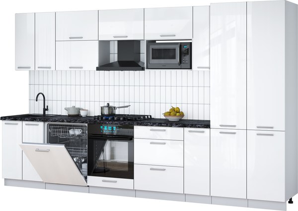 Кухонный гарнитур Интерлиния Мила Gloss 3.5-ПМ2 - фото