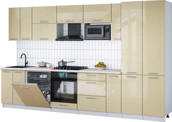 Кухонный гарнитур Интерлиния Мила Gloss 3.5-ПМ2 - фото