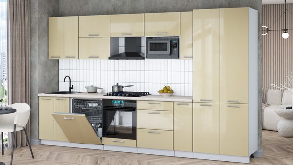 Кухонный гарнитур Интерлиния Мила Gloss 3.5-ПМ2