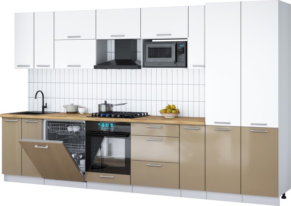 Кухонный гарнитур Интерлиния Мила Gloss 3.5-ПМ2 - фото