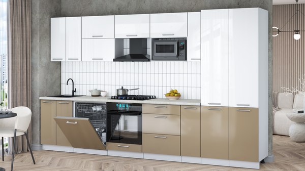 Кухонный гарнитур Интерлиния Мила Gloss 3.5-ПМ2