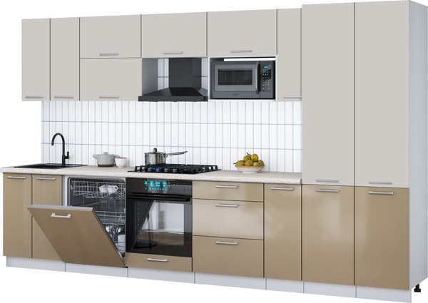 Кухонный гарнитур Интерлиния Мила Gloss 3.5-ПМ2 - фото