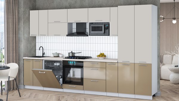 Кухонный гарнитур Интерлиния Мила Gloss 3.5-ПМ2