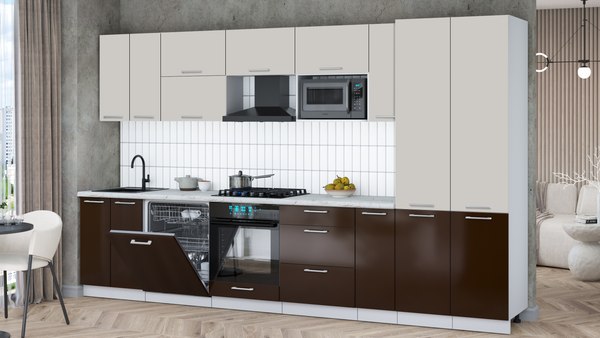 Кухонный гарнитур Интерлиния Мила Gloss 3.5-ПМ2