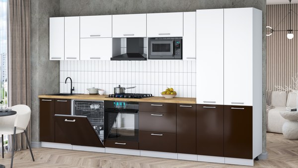 Кухонный гарнитур Интерлиния Мила Gloss 3.5-ПМ2