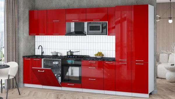 Кухонный гарнитур Интерлиния Мила Gloss 3.5-ПМ2