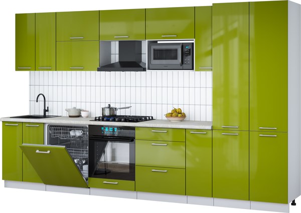 Кухонный гарнитур Интерлиния Мила Gloss 3.5-ПМ2 - фото