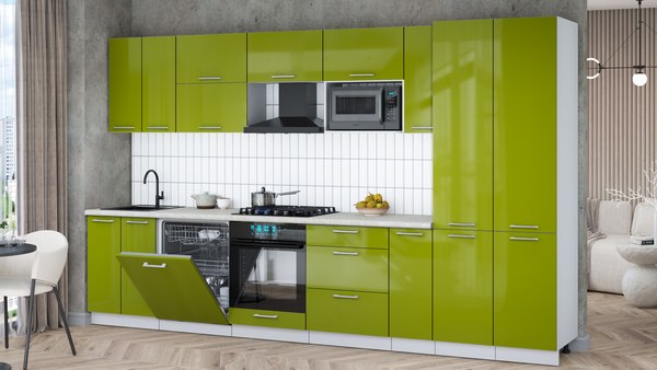 Кухонный гарнитур Интерлиния Мила Gloss 3.5-ПМ2