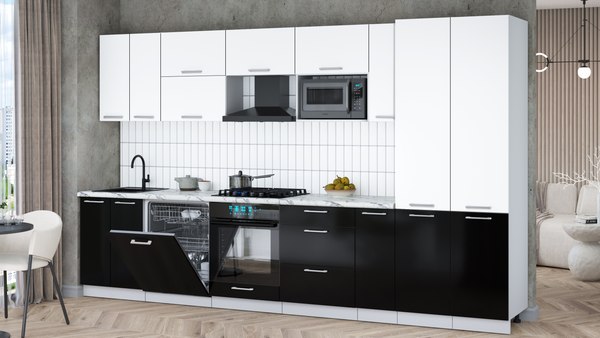 Кухонный гарнитур Интерлиния Мила Gloss 3.5-ПМ2