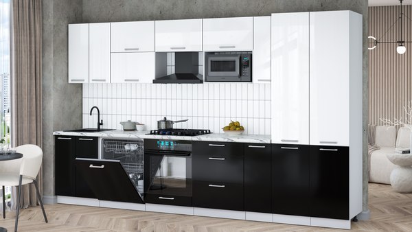 Кухонный гарнитур Интерлиния Мила Gloss 3.5-ПМ2