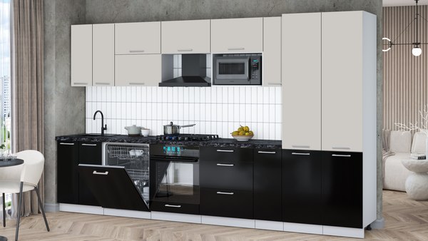 Кухонный гарнитур Интерлиния Мила Gloss 3.5-ПМ2