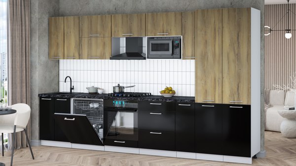 Кухонный гарнитур Интерлиния Мила Gloss 3.5-ПМ2