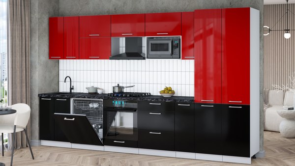 Кухонный гарнитур Интерлиния Мила Gloss 3.5-ПМ2