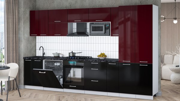 Кухонный гарнитур Интерлиния Мила Gloss 3.5-ПМ2