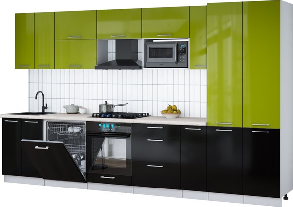 Кухонный гарнитур Интерлиния Мила Gloss 3.5-ПМ2 - фото