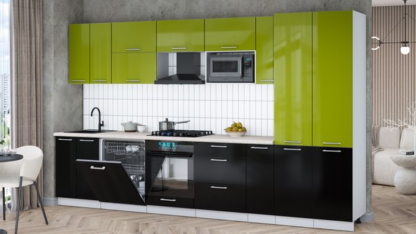 Кухонный гарнитур Интерлиния Мила Gloss 3.5-ПМ2