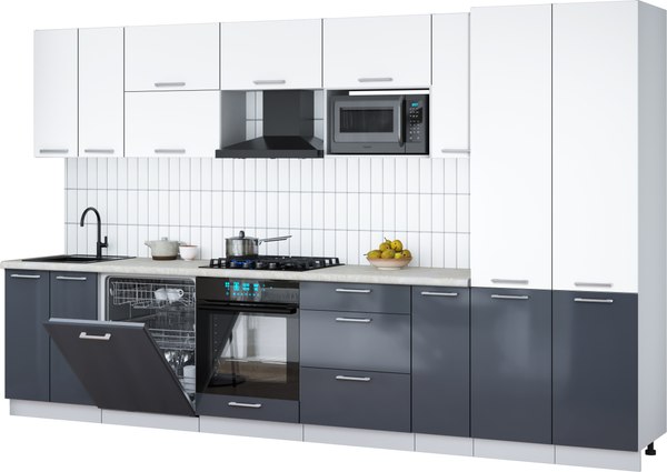 Кухонный гарнитур Интерлиния Мила Gloss 3.5-ПМ2 - фото