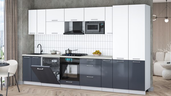 Кухонный гарнитур Интерлиния Мила Gloss 3.5-ПМ2