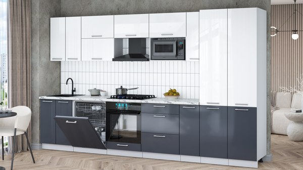 Кухонный гарнитур Интерлиния Мила Gloss 3.5-ПМ2