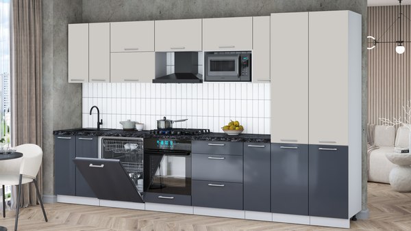 Кухонный гарнитур Интерлиния Мила Gloss 3.5-ПМ2