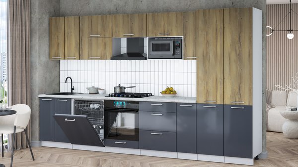 Кухонный гарнитур Интерлиния Мила Gloss 3.5-ПМ2