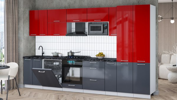 Кухонный гарнитур Интерлиния Мила Gloss 3.5-ПМ2