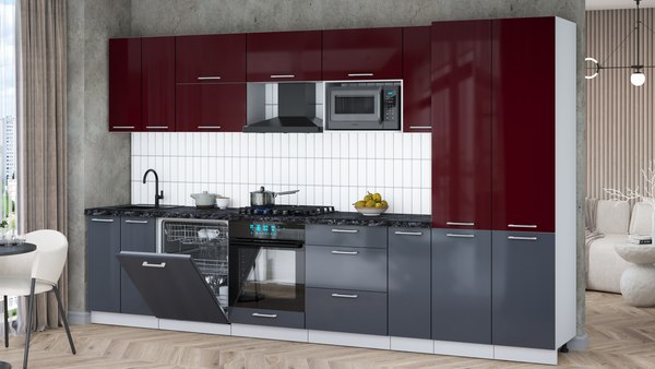 Кухонный гарнитур Интерлиния Мила Gloss 3.5-ПМ2