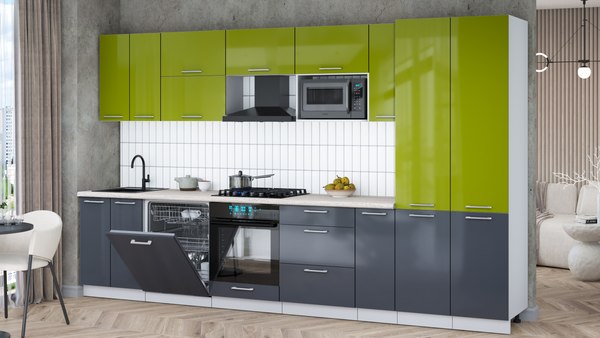 Кухонный гарнитур Интерлиния Мила Gloss 3.5-ПМ2