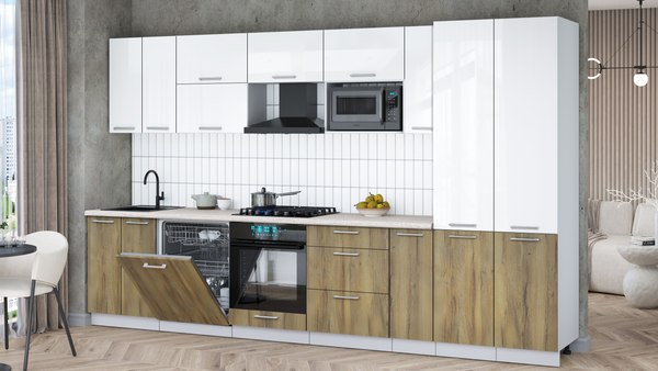 Кухонный гарнитур Интерлиния Мила Gloss 3.5-ПМ2