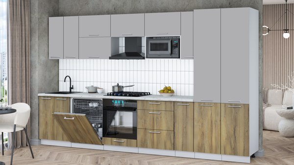 Кухонный гарнитур Интерлиния Мила Gloss 3.5-ПМ2