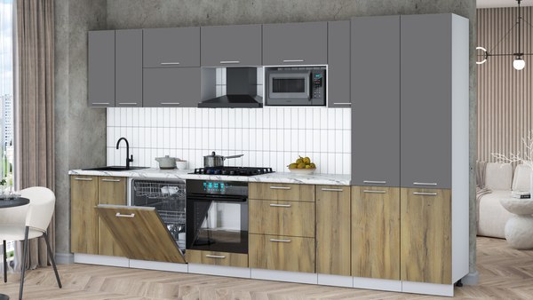 Кухонный гарнитур Интерлиния Мила Gloss 3.5-ПМ2