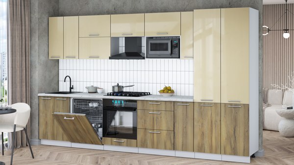 Кухонный гарнитур Интерлиния Мила Gloss 3.5-ПМ2