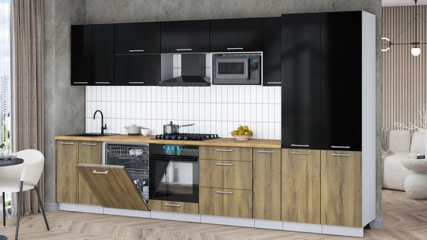 Кухонный гарнитур Интерлиния Мила Gloss 3.5-ПМ2