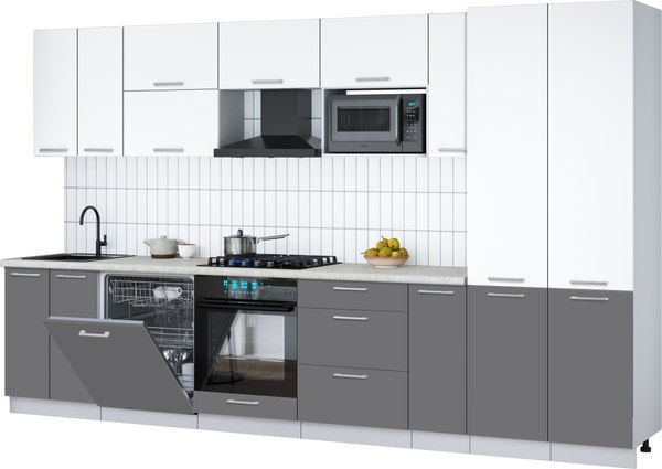 Кухонный гарнитур Интерлиния Мила Gloss 3.5-ПМ2 - фото