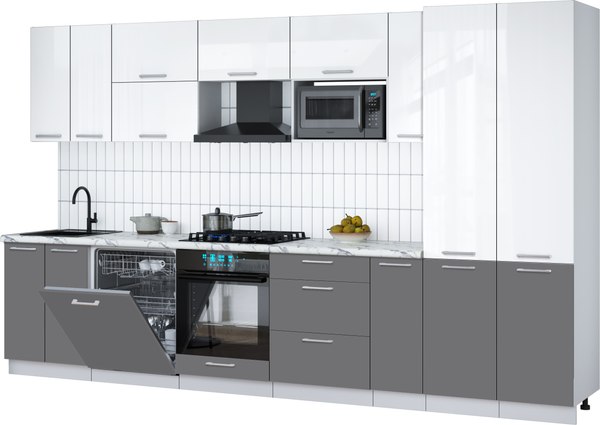 Кухонный гарнитур Интерлиния Мила Gloss 3.5-ПМ2 - фото