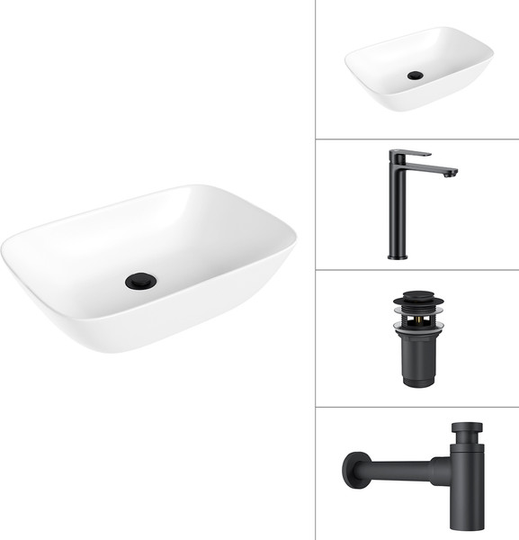 Умывальник со смесителем Lauter 21454 + Moon 21СК8691BS + сифон 21635B + дон.клапан 21190B - фото